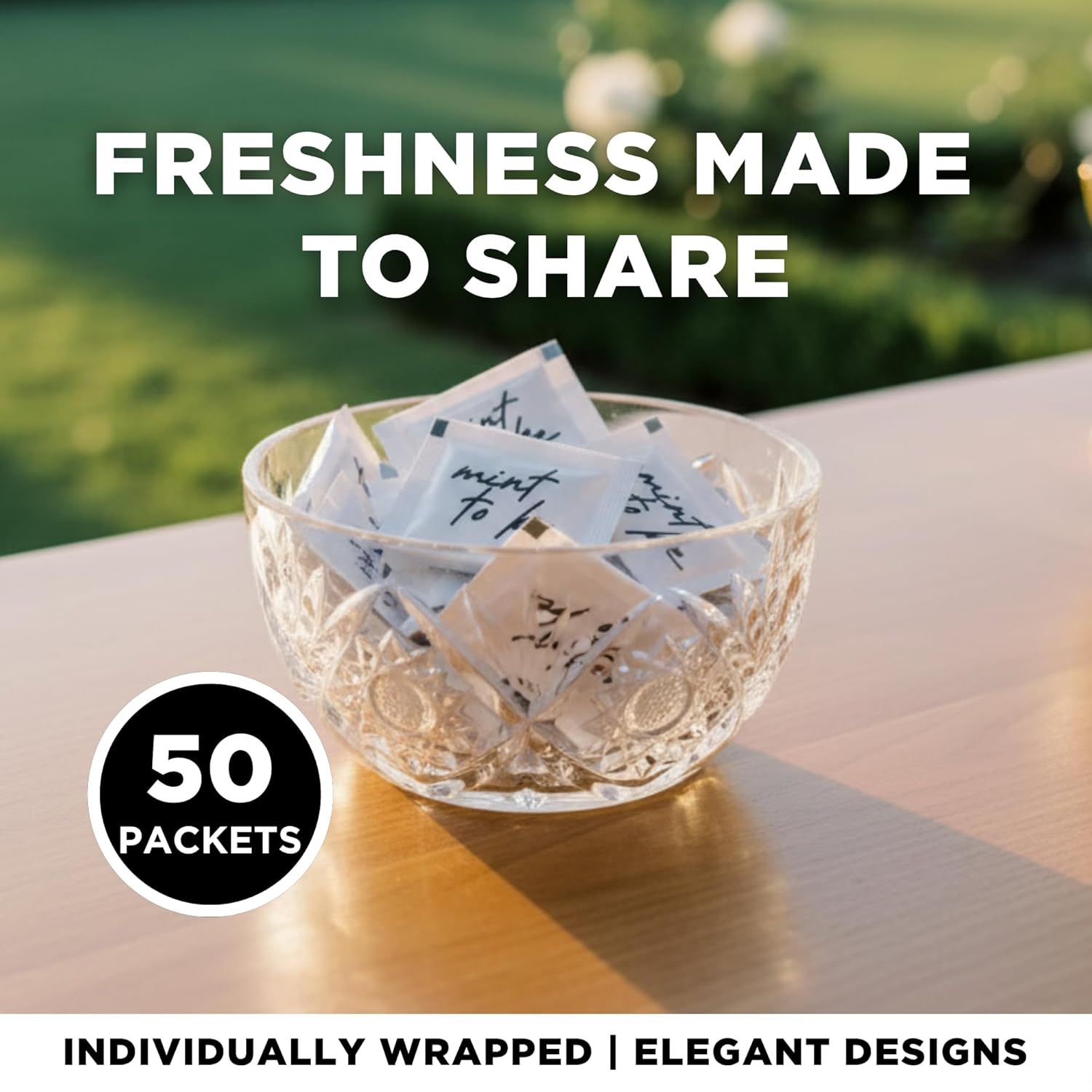 SIMPLY Peppermint "Mint to Be" Individually Wrapped Breath Mints in Bulk, 50 Packets (2 per Packet) | Wedding, Bridal Shower, Bachelorette, Party Favors