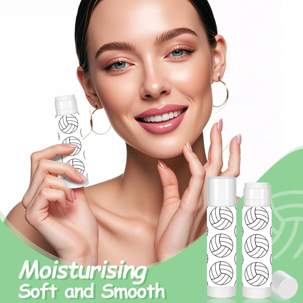 12 Pack Volleyball Lip Balm for Volleyball Theme Party Bulk Gifts,Beeswax Moisturizing Lip balm,Vanilla Flavor Plumping Chapstick for Volleyball Cheerleader Team Girls kids Men Women Sports Lovers