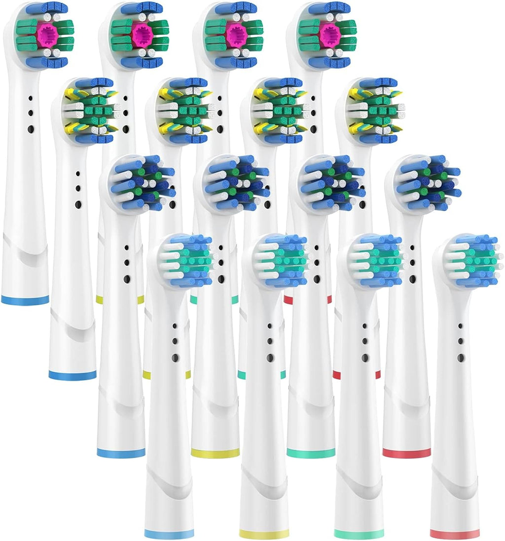 Replacement Brush Heads for Oral B Compatible Electric Toothbrush Heads, Including 4 Precision, 4 Floss, 4 Cross and 4 Whitening - 16 Variety Pack
