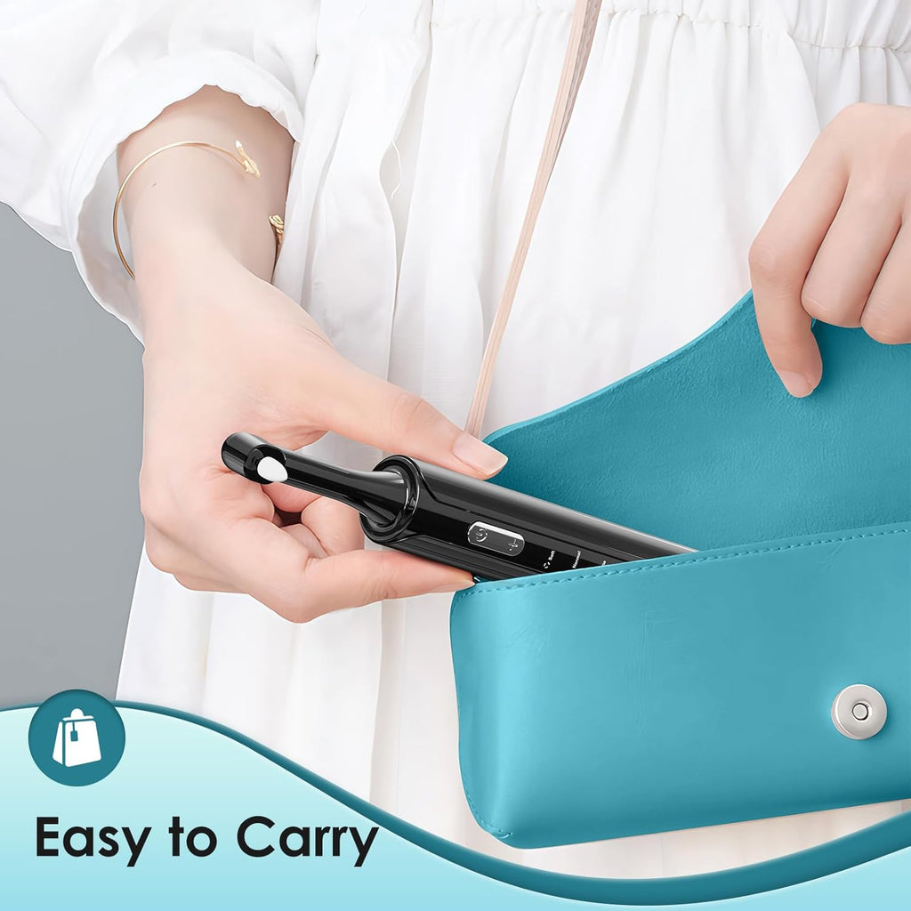 Tooth Polisher, Rechargeable Teeth Polisher with 5 Brush Heads, 4 Speed Modes, Tooth Whitening Kit for Cleaning and Polishing, LED Light, 3 Polish Pastes, IPX6 Waterproof Teeth Cleaning Tools, Black