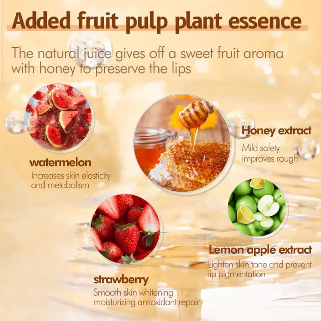 Honey+Strawberry+Apple Lime+Watermelon Lip Balm Lip Mask, Moisturizing Lip Sleeping Mask, Hydrate Repair Prevent Dry Cracked Lip (Watermelon+Apple Lime+Strawberry+Honey)
