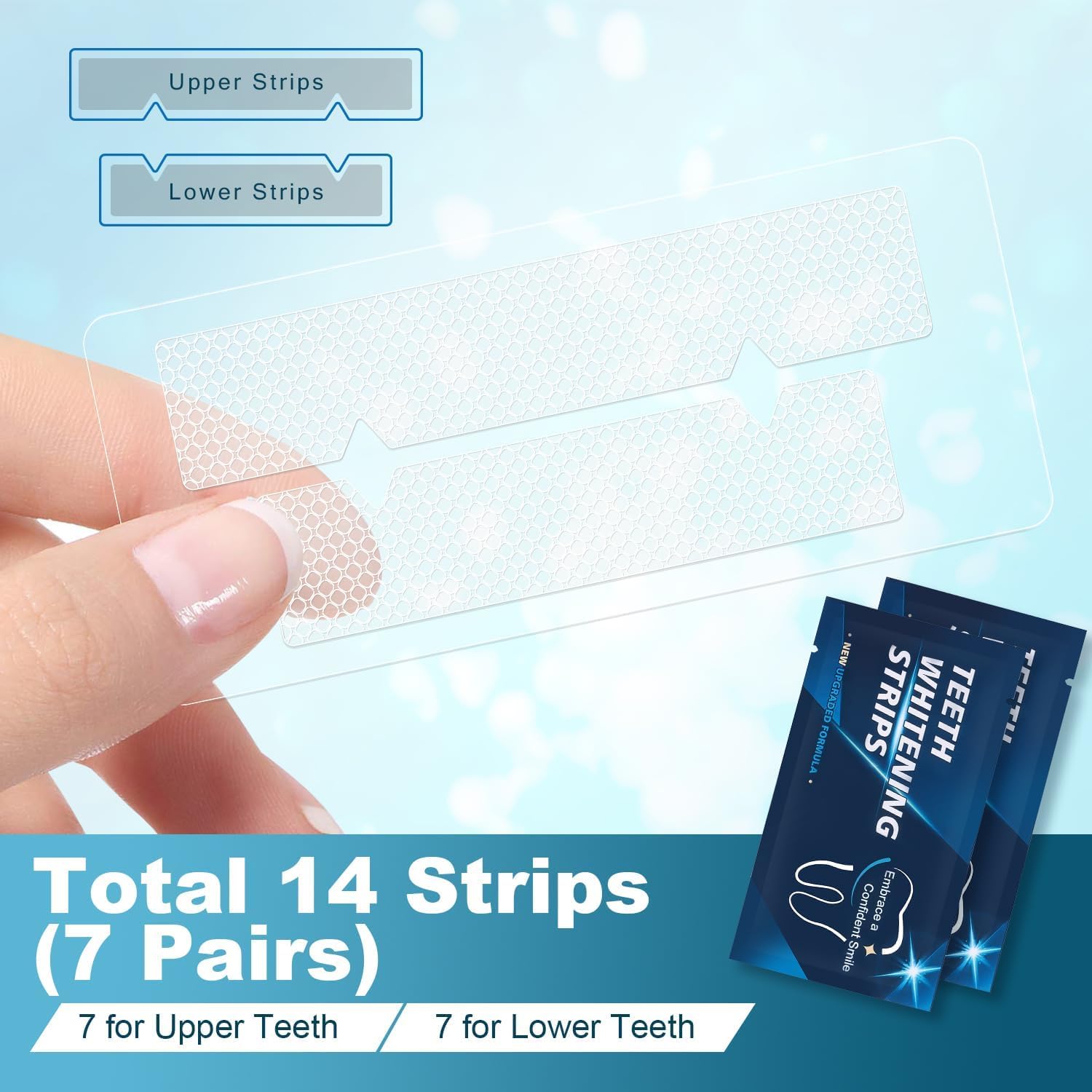 Teeth Whitening Strips - 14 Whitening Strips for Teeth Sensitive, Professional, Fast Remove Smoking, Coffee, Wine Stains, Teeth Whitening Kit Pack of 7 Non-Slip Strips Treatments