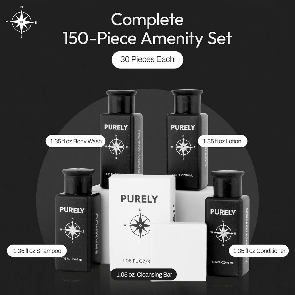150‑Piece Bulk Travel Toiletries Set | Hotel & Airbnb Essentials | 1.3 oz Wheat‑Straw Bottles | Guest Bathroom Supplies + Homeless Outreach Kit