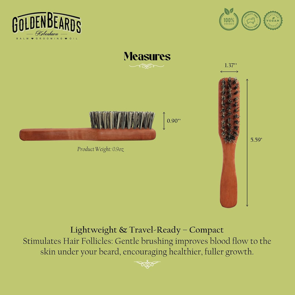 Golden Beards Vegan Beard Brush – Bamboo Handle & Plant-Based Bristles – Eco-Friendly Beard Grooming Brush for Men – Detangles, Styles & Softens Facial Hair