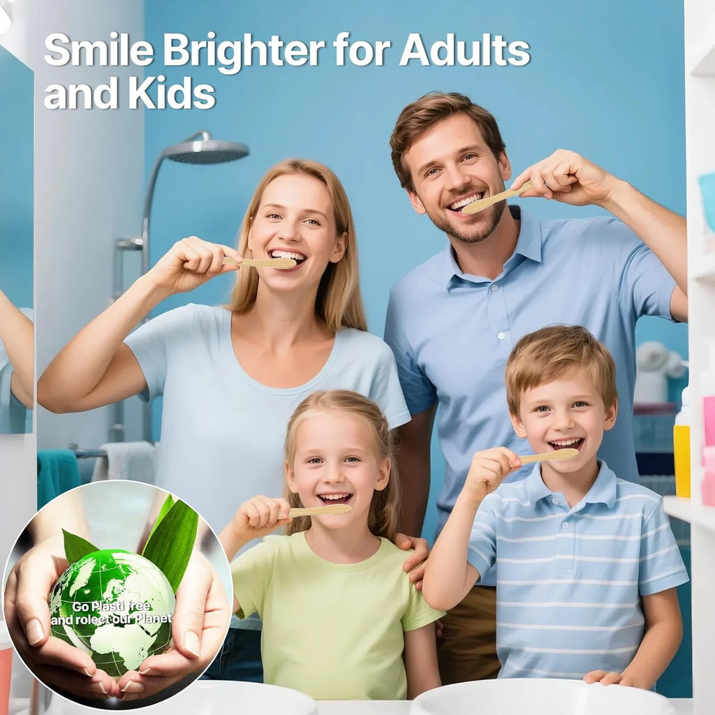 100 Pack Bamboo Toothbrushes for Adults, Biodegradable Soft Bristles Toothbrushes, Eco-Friendly Natural Reusable Wooden Toothbrush in Bulk for Camping Trips Hotel Travel