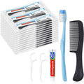 10 Sets Disposable Toothbrushes with Toothpaste Floss Comb Individually Wrapped, Disposable Toothbrush Bulk, 10g Toothpaste,Dental Floss,6in Comb Bulk Toothbrush Kit for Homeless,Airbnb,Hotel