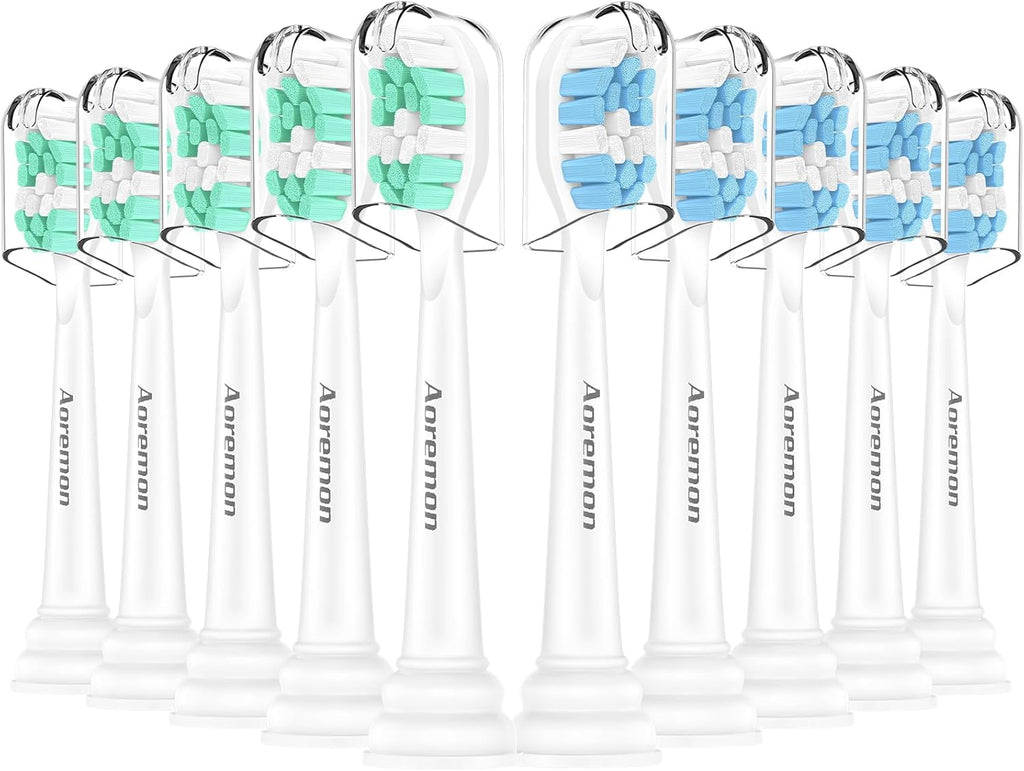 Toothbrush Replacement Heads for Philips Sonicare C2 Plaque ProtectiveClean 5300 6100 4100 DiamondClean Smart 9300 9900 ExpertClean 7500 Click-on Handles Electric Toothbrushes, 10 Count