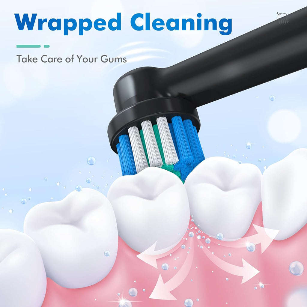 Replacement Toothbrush Heads Compatible with Oral B, Pack of 8 Professional Electric Toothbrush Heads for Oral-b 7000, Clean, Oral B Pro 1000, 9600, 500, 3000, 8000 (Black)