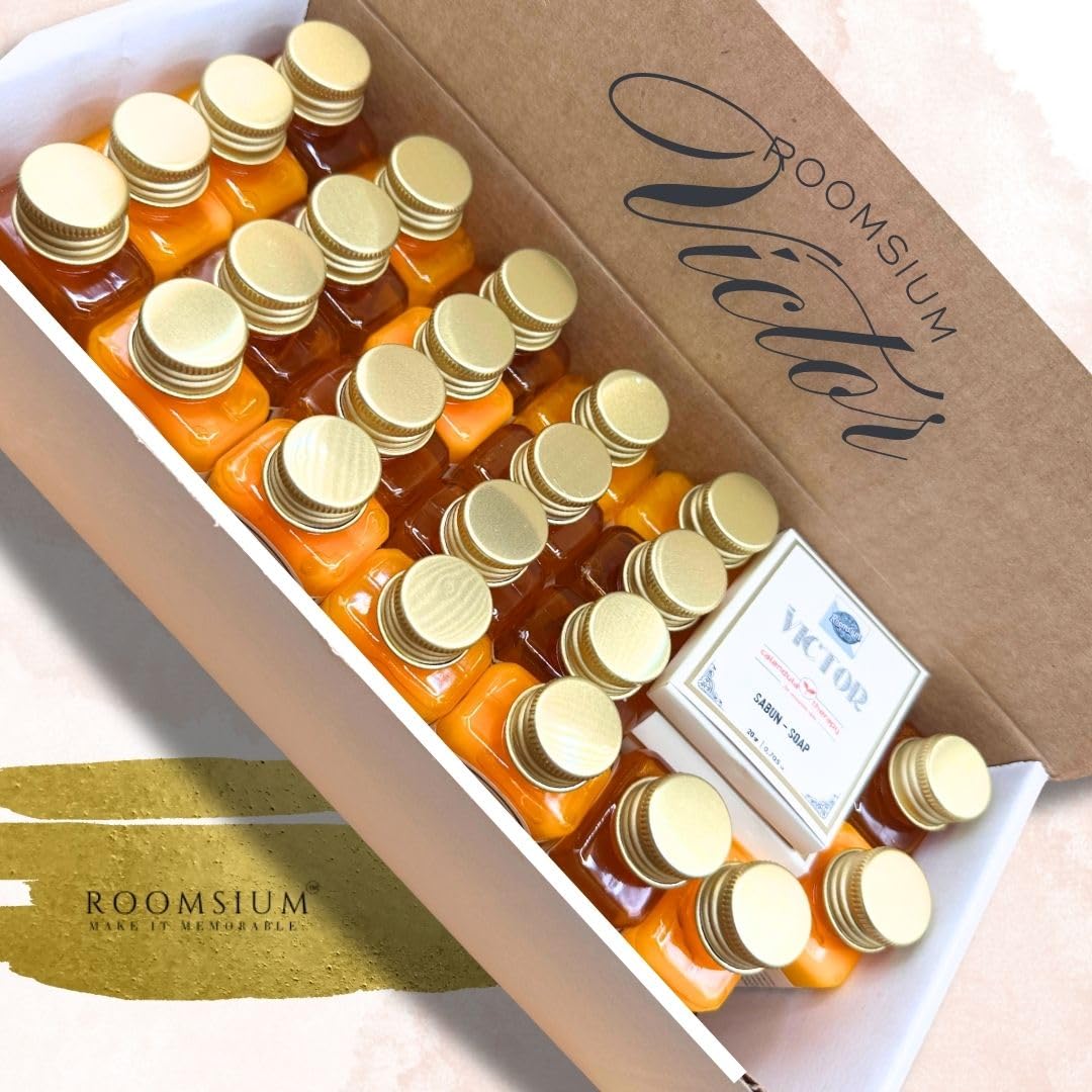 Victor 30-Piece Toiletries Set – Vacation Rental Essentials – Mini Soaps & Travel Size Soap Bars – Bulk Shampoo, Conditioner, Shower Gel & Lotion – Mini Soap Bars Bulk Hotel Toiletries Pack