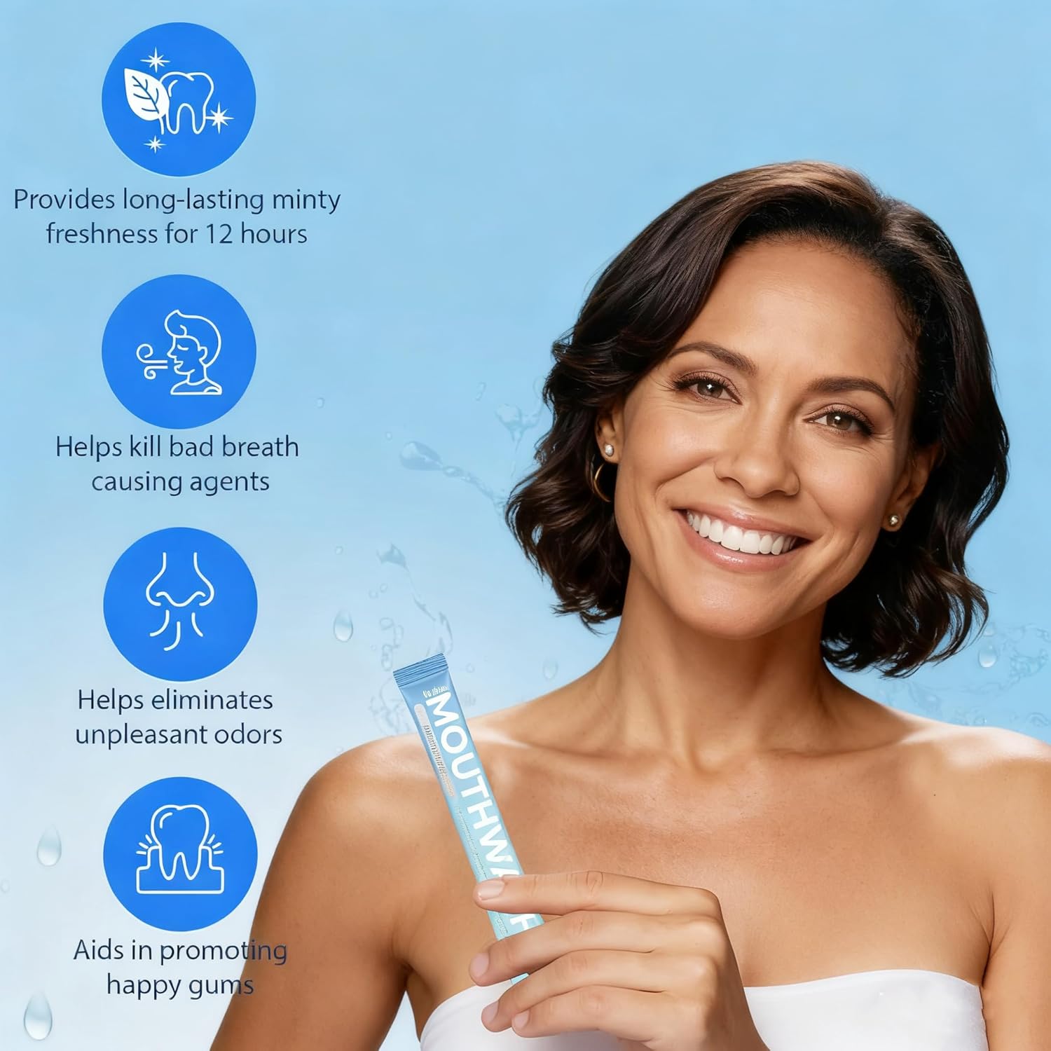 Mouthwash Travel Size Portable Packets to Go, Alcohol & Fluoride Free Fresh Mint MouthwashStrips for Superior Oral Hygiene,30 Individual Disposable Mouthwash Packs(Pack of 30)