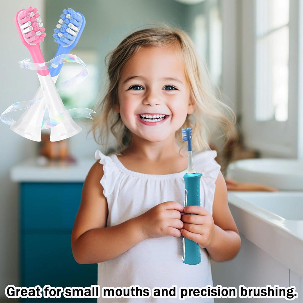 Kids Replacement Heads for Philips Sonicare 6032/94 6321 6340 6042 6320 6330, 3+ Years Old Toddler Soft Electric Toothbrush Compact, Child Brush Head for Boys Girls, 8 Pack Pink & Blue