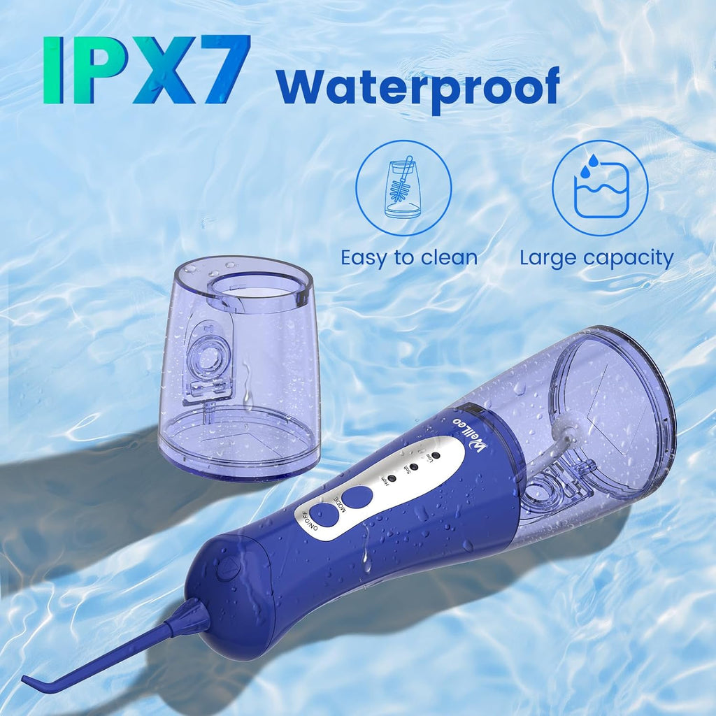 Water Flosser for Teeth, Portable Oral Irrigator Rechargeable Water Dental Flosser Pick with High Pressure 5 Jet Tips, IPX7 Travel Water Flossing for Brace Teeth Cleaner Gum Care