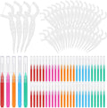 150Pcs Interdental Brushes & Floss Picks Kit, 100Pcs Dental Floss Picks & 50Pcs Braces Brush in 5Sizes, Bendable Braces Flossers Interdental Brushes Between Teeth Oral Tooth Braces Cleaner Kit