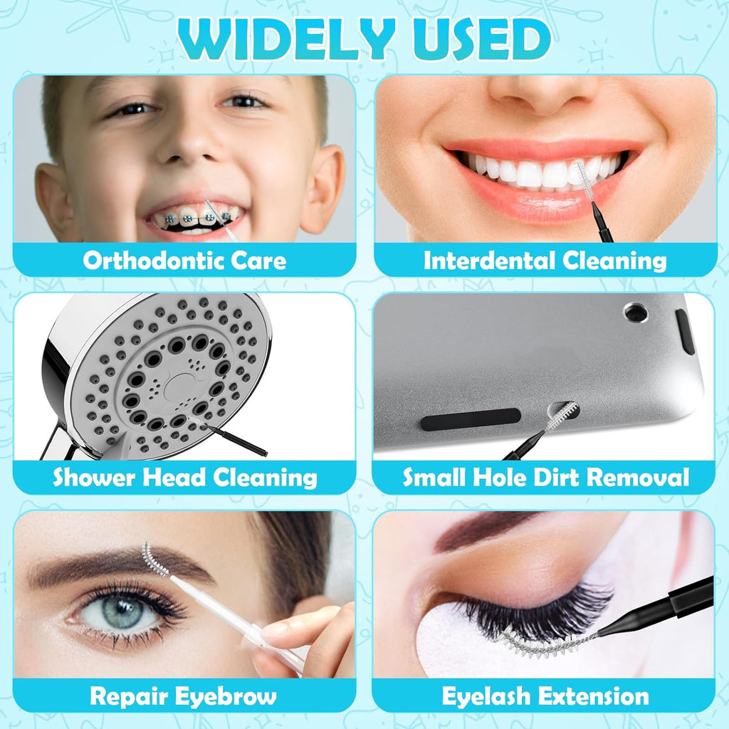 120Pcs Interdental Brush, Braces Brush Toothpicks with Soft Bristles 360° Bendable Floss Heads Dental Brushes Between Teeth Gum Braces Cleaning Kit Oral Tooth Cleaning Tool （Black, White）