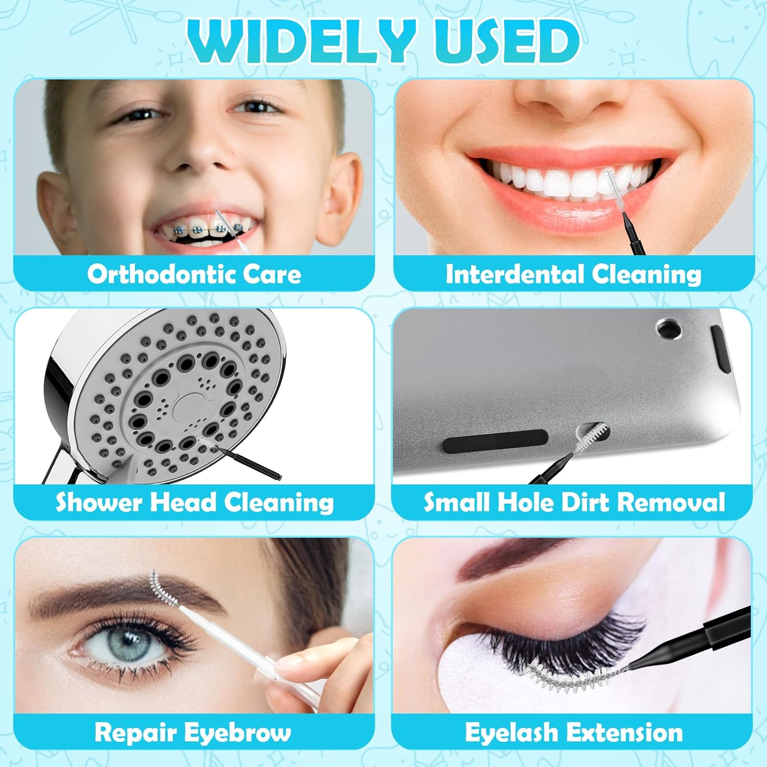 120Pcs Interdental Brush, Braces Brush Toothpicks with Soft Bristles 360° Bendable Floss Heads Dental Brushes Between Teeth Gum Braces Cleaning Kit Oral Tooth Cleaning Tool （Black, White）