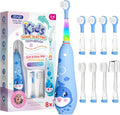 SEAGO Kids Electric Toothbrushes Rechargeable, Toddler Electric Toothbrush with Magnetic Charging, LED Observing Light, 8 Toothbrush Heads for Ages 2-4-6 Boys Girls (Navy Blue)
