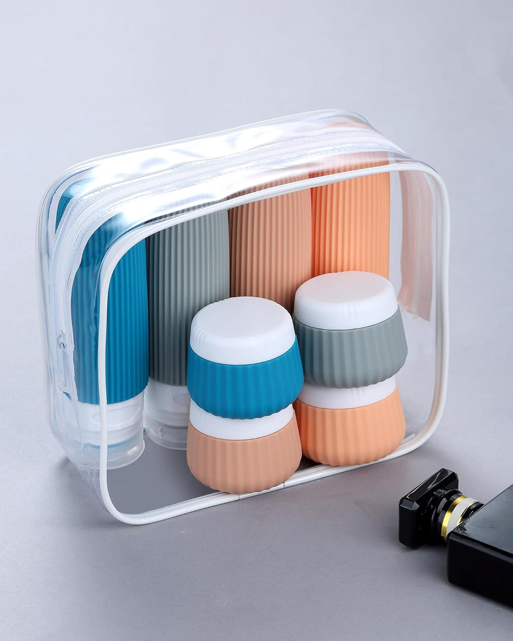 Travel Bottles 8 Pack, TSA Approved 3 oz Toiletries Containers, Leak Proof Silicone Squeezable Essentials Jars with Clear Bag