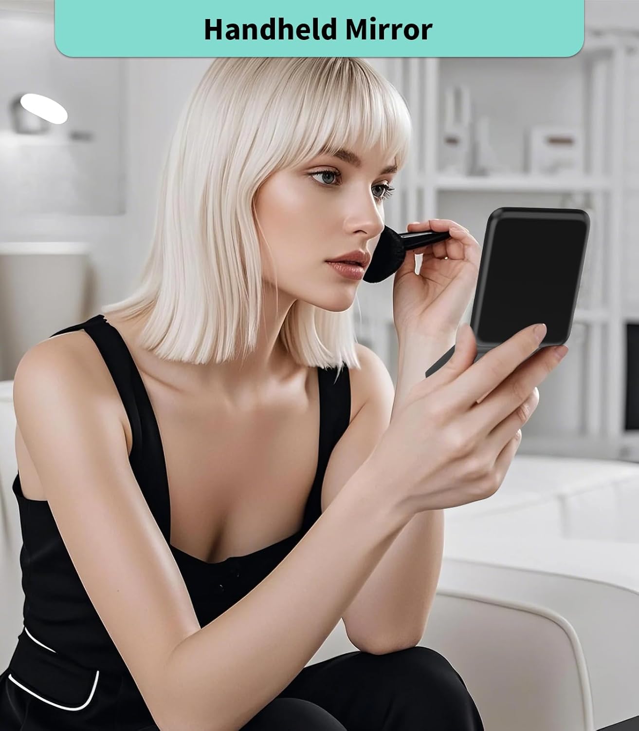 WOBSION Small Mirror with Lights,LED Compact Makeup Mirror,1x/3x Mini Travel Mirror with Magnification,Portable for Purse,Pocket,Gifts for Girls,Black