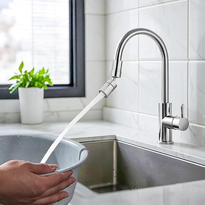 2PC ST.THOMAS Swivel Faucet Aerator,2-function Faucet Nozzle,360° Big Angle Rotate kitchen faucet head replacement,Faucet Extender for Kitchen 55/64 inch Female Thread,Kitchen Sink Aerator