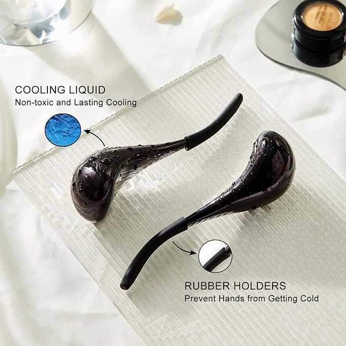 Pfefe Cryo Sticks for Face, Ice Globes Cryo Globes for Facials, Esthetician Supplies Gifts, Unbreakable Stainless Steel Ice Roller Cooling Spa Balls with Storage Case