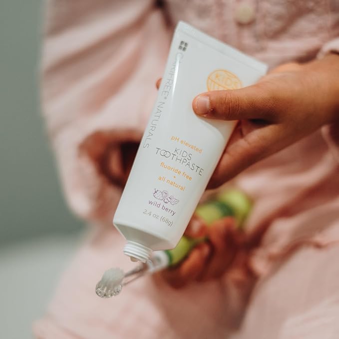 CariFree Naturals Kids Toothpaste | Fluoride-Free, 40% Xylitol, Organic Wild Berry Flavor, pH Elevated, Safe if Swallowed, Sugar-Free, 2.4 oz, Dentist Developed (Pack of 4)