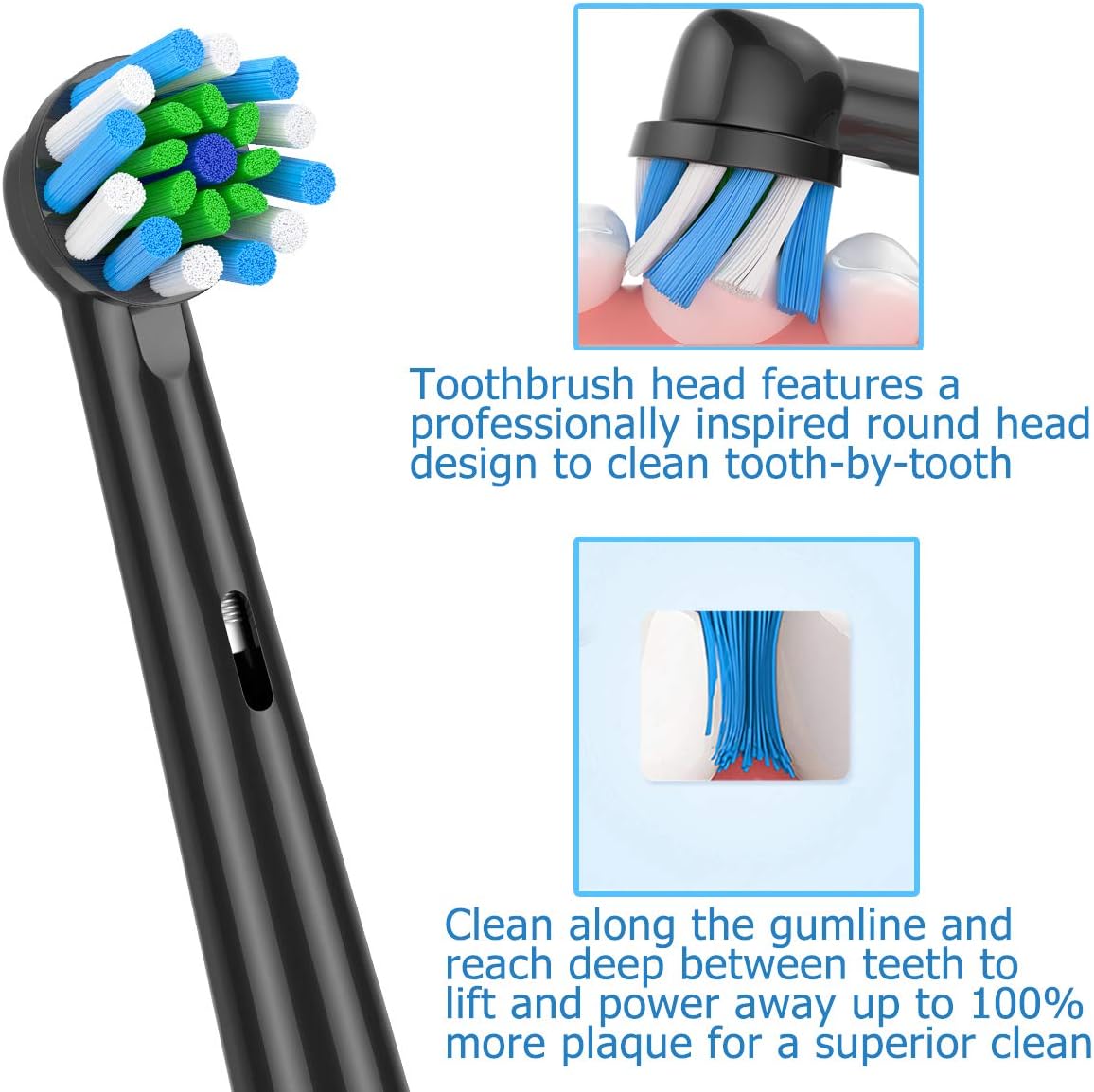 Replacement Toothbrush Heads Compatible with Braun Oral b 7000/Pro 1000/9600/ 5000/3000/8000/Genius and Smart Electric Toothbrush (black-8pcs)