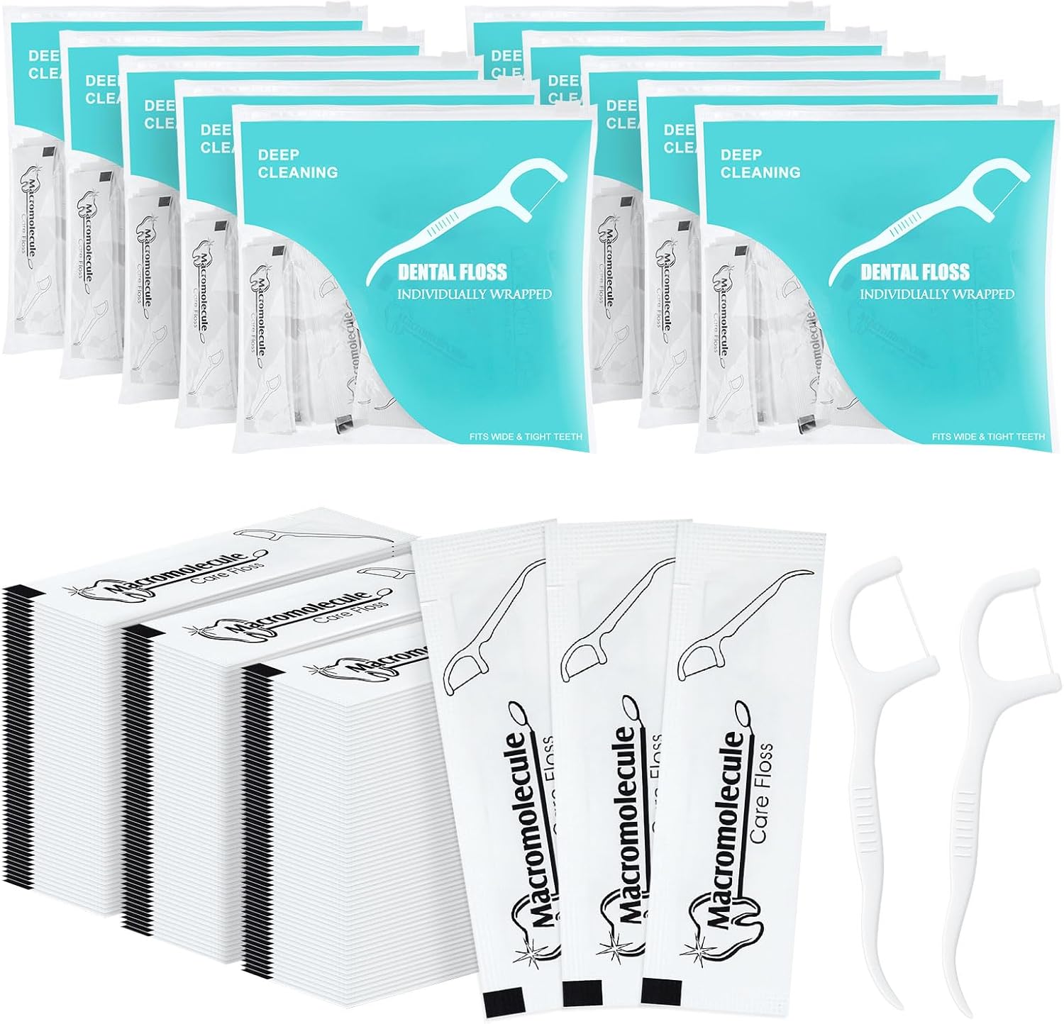 Individually Wrapped Dental Floss Picks Bulk Disposable Flossing Sticks Teeth Cleaning and Oral Care Travel Size Dental Tooth Floss Pack for Hotels, Weddings, Guests & Business Single Use (1000 Pack)