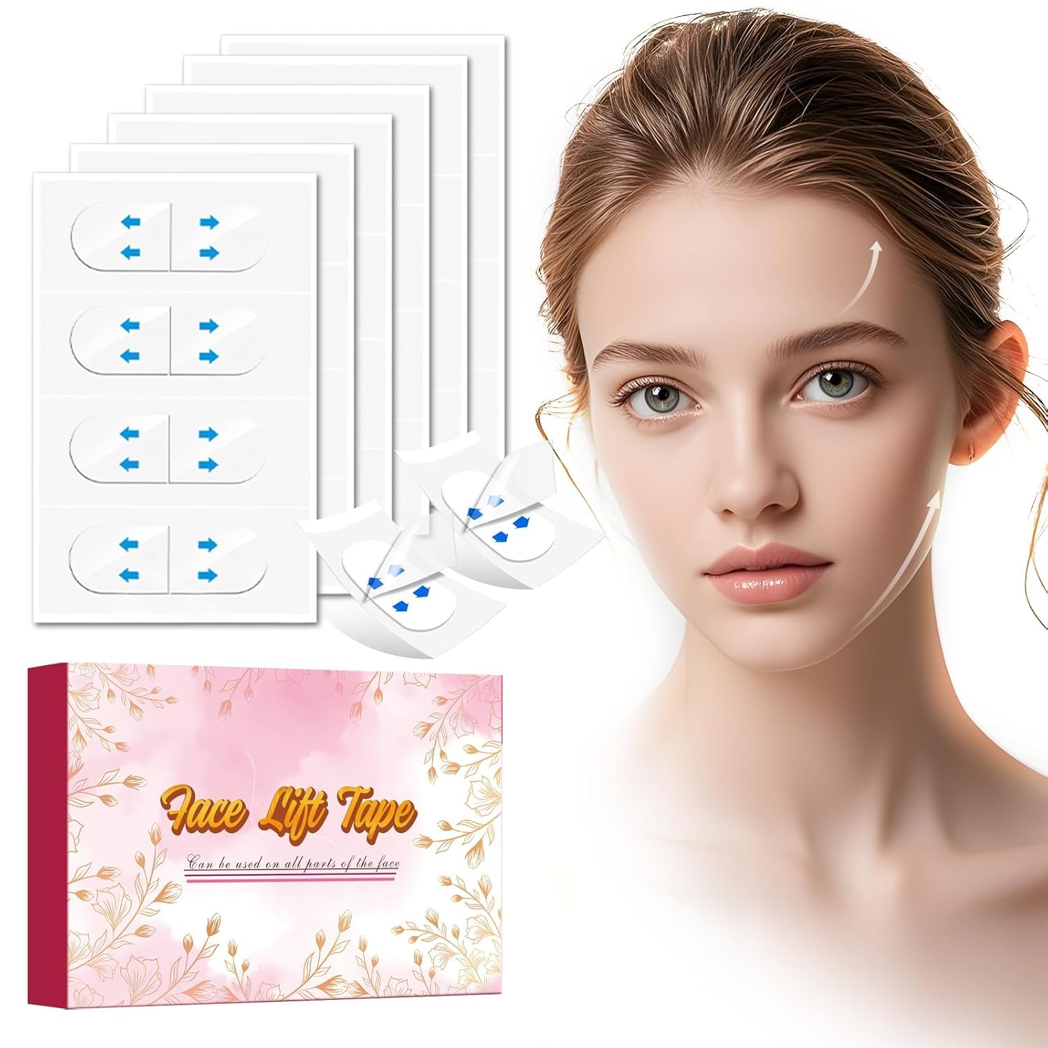 Face Lift Tape, 168PCS Face Tape, Face Lift Tape Invisible, Face Tape Lifting Invisible 8 Hours of Sustained, Perfect Facial Contouring, Visually Create A More Defined Jawline and Cheekbones
