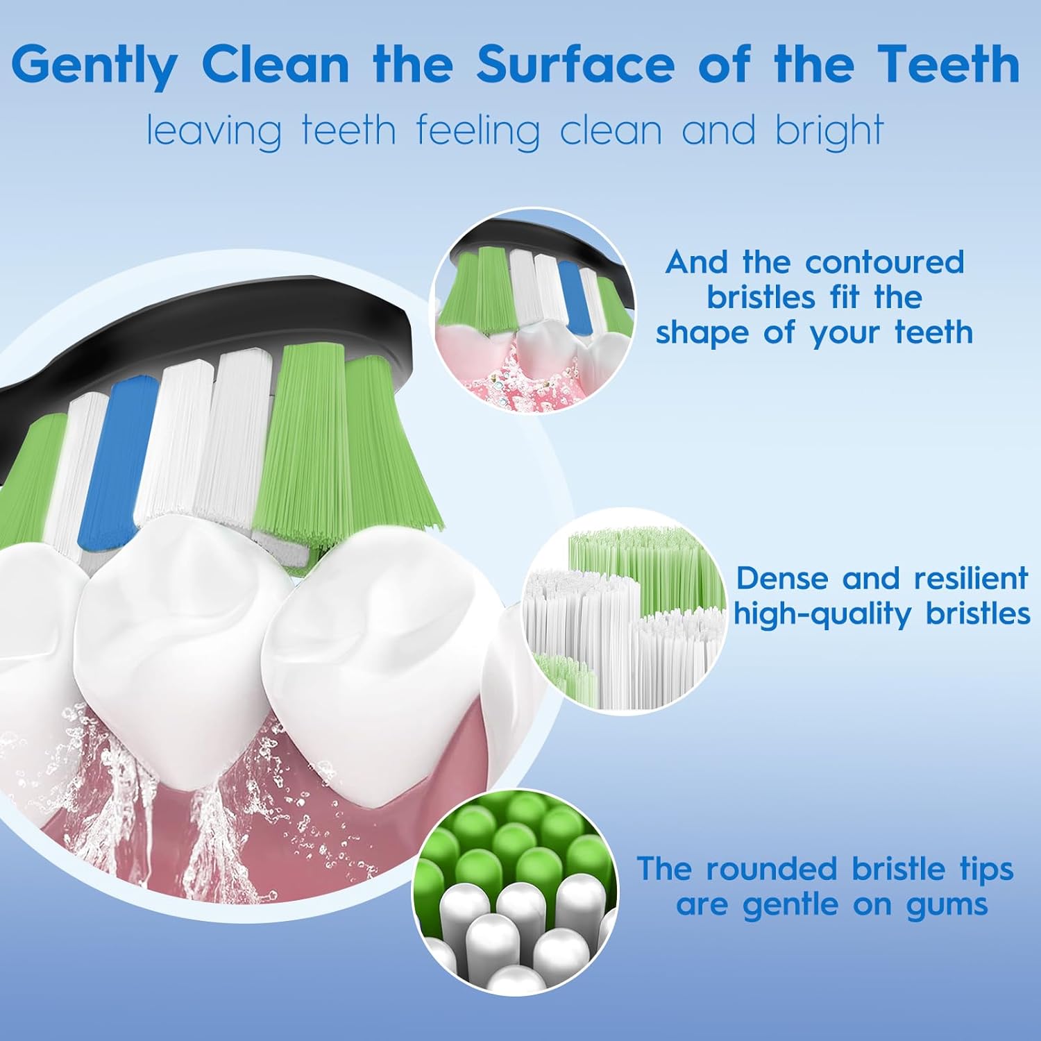 Replacement Brush Heads Compatible with Philips Sonicare, Toothbrush Heads for Sonicare ProtectiveClean 4100 5100 5300 6100 Electric Toothbrush, 12 Count Ultimate Care Toothbrush Heads, Black