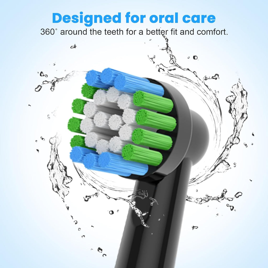 16pcs Precision Toothbrush Heads Compatible with Oral B Electric Toothbrushes, Black