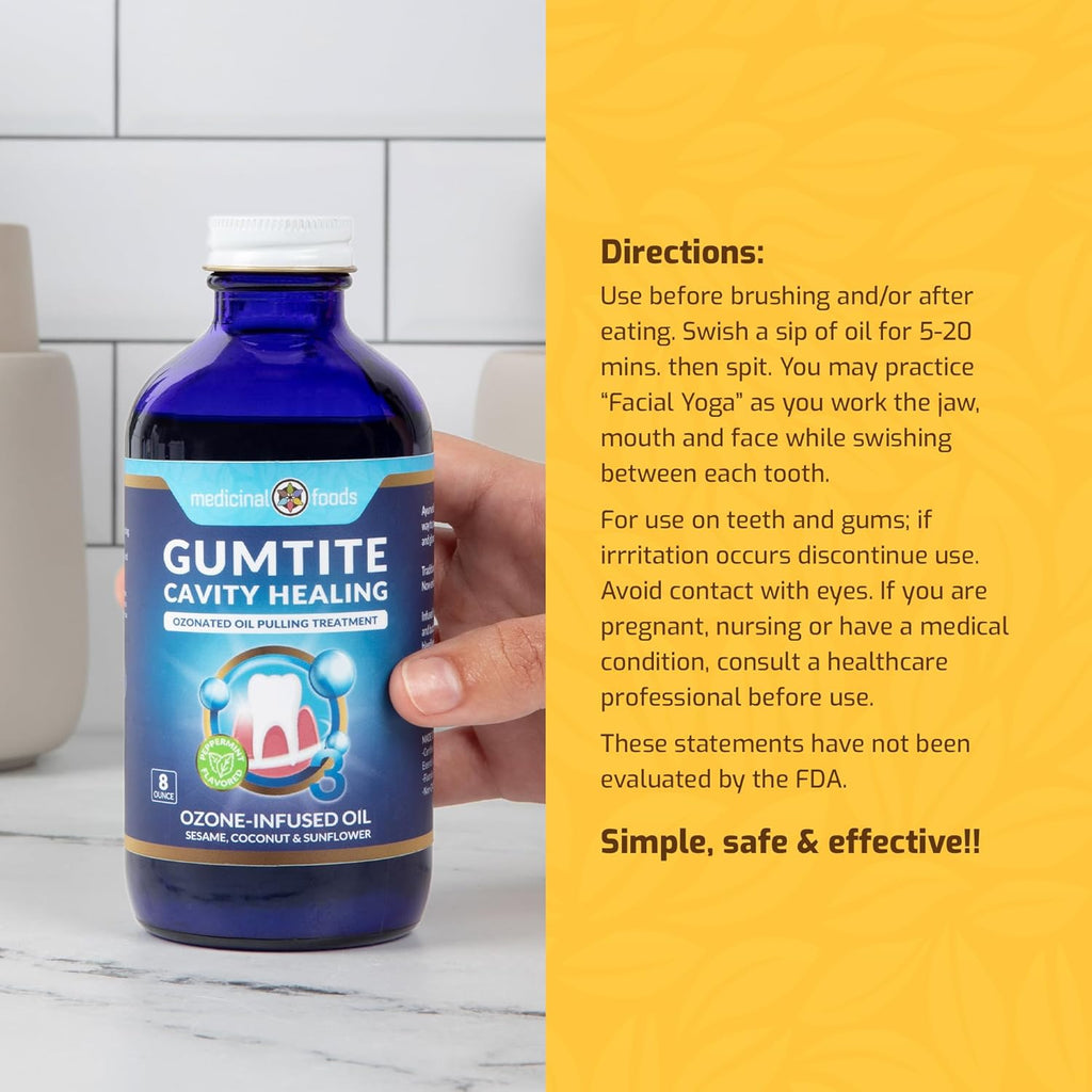 Medicinal Foods Gumtite Ozonated Mouthwash Oil | Natural Treatment for Gum Health | Oral Care | Gum Inflammation Relief | Plaque Prevention | Fight Bad Breath | Gum Repair & Dental Health
