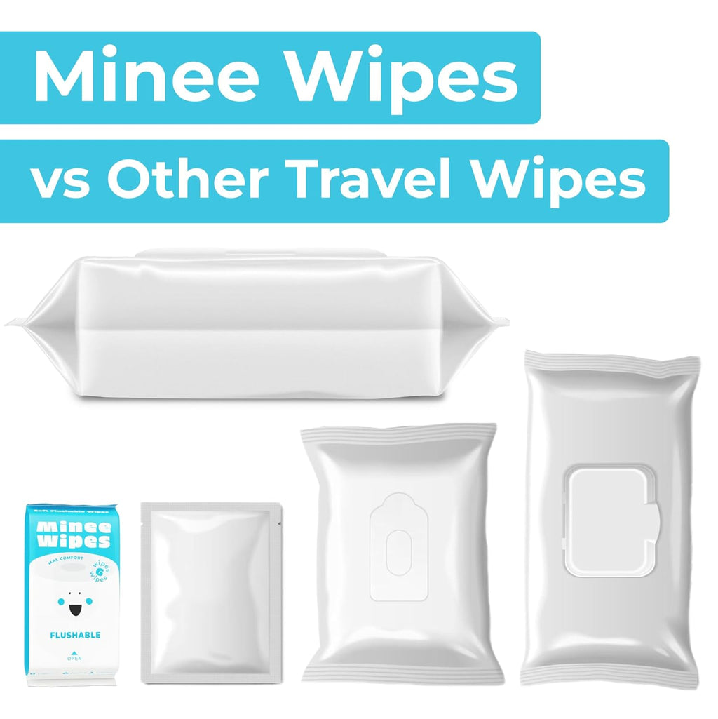 Impossibly Compact Travel Flushable Wipes - 99.5% Water and Aloe - Safe for Sensitive Skin, Hypoallergenic & Unscented - Travel Essentials for Adults, Kids & Baby Care - 8 Pack Total 48 Wipes