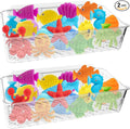 2 Pack Bath Toy Storage Holder Bathtub Toy Organizer, Clear Bath Organizer Wall Mounted, Quick-Dry Bathtub Storage with Drain Holes, Easy Install and Clean Shower Caddy for Bathroom