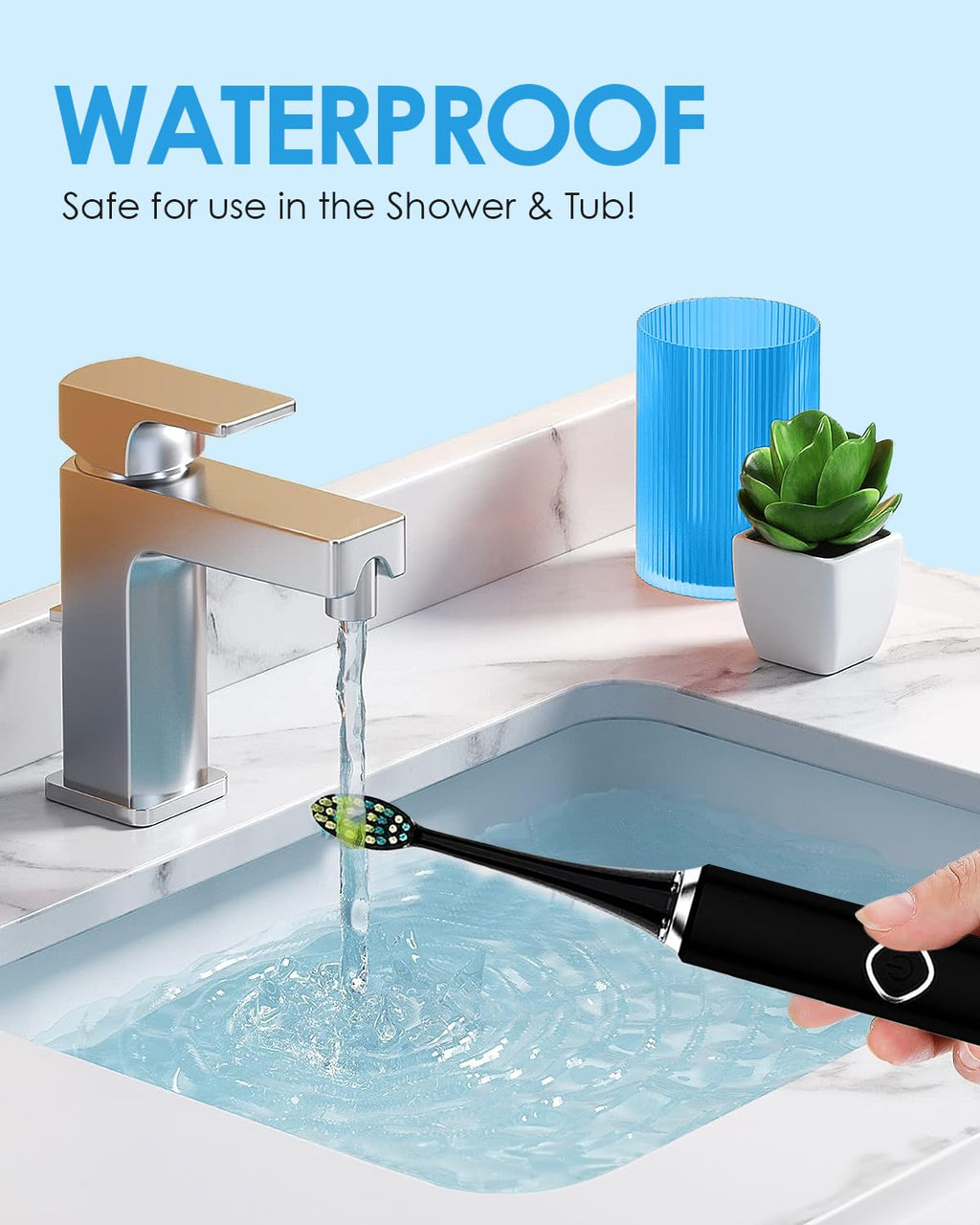 Voom Sonic Pro 7 Series Rechargeable Electronic Toothbrush, Advanced Oral Care Technology, 2-Minute Timer w/Quadrant Pacing, 5 Adjustable Speeds, Magnetic Levitation, 100% Waterproof, Black (VM-20946)