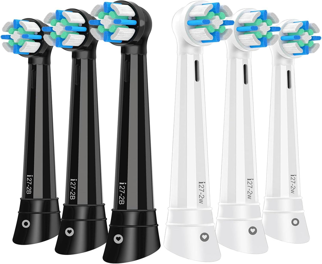 IO Replacement Heads Compatible with Oral b IO 2/3/4/5/6/7/8/9/10 Series Electric Toothbrush, Brush Heads Refills Compatible with Oral B IO for Teeth Clean (6 Black/White)