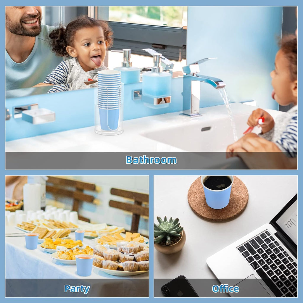 VITVITI 30 PACK Bathroom Mouthwash Cups, Disposable 3.7 OZ Coffee Paper Cup, Small Cup for Mouth Wash/Hot Cold Beverages Liquid/Tea, Blue