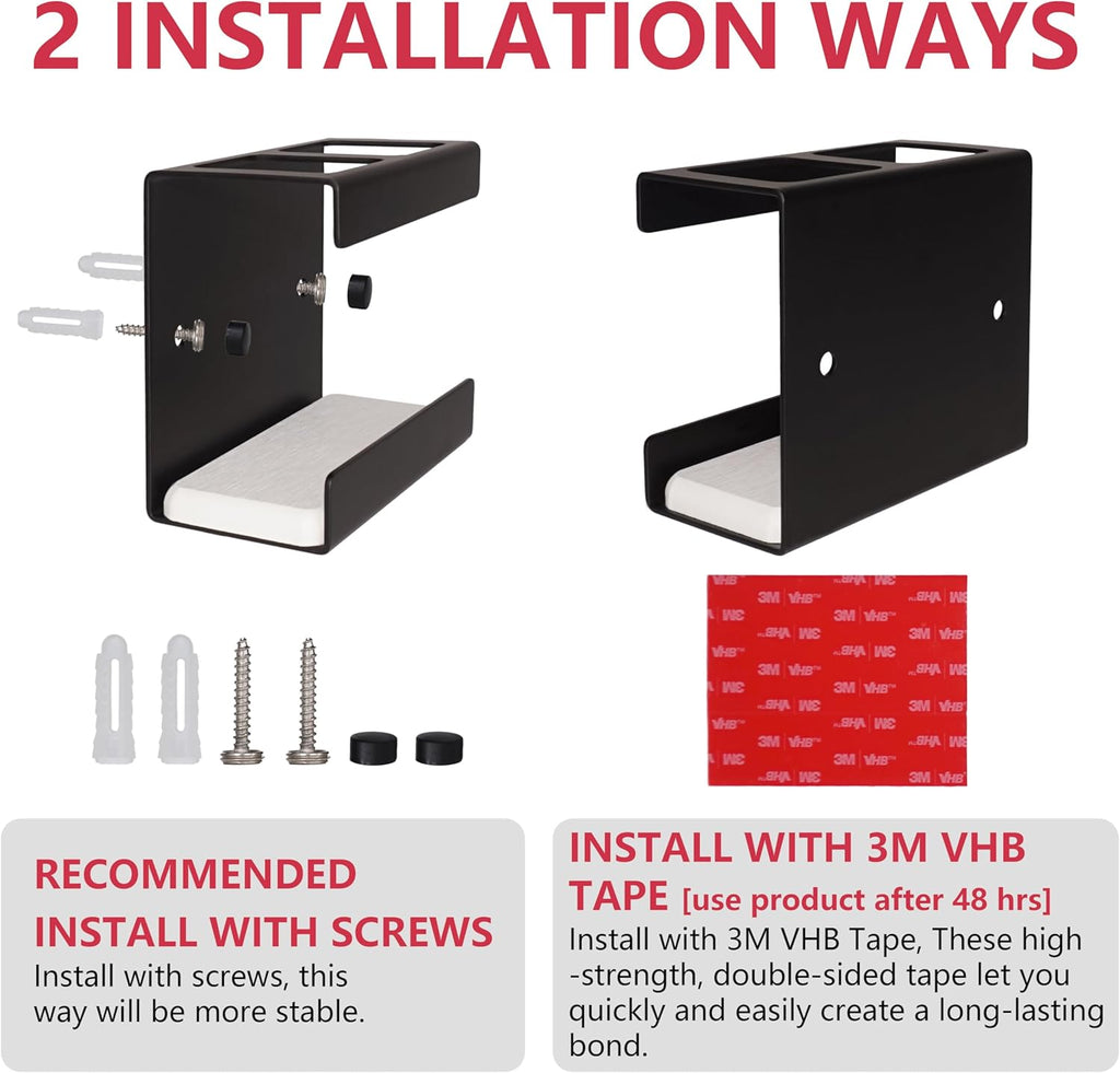 Set of 2 Electric Toothbrush Holder Wall Mounted, 18/8 Stainless Steel Toothbrush Stand with Diatomite Dish, 3M Self Adhesive Toothbrush Storage Rack for Bathroom (Black)