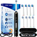 SEAGO Soft Round Electric Toothbrushes with 8 Spin Brush Heads, 5 Cleaning Modes, Rechargeable Sonic Toothbrush with Timer and Travel Case for Adults and Kids(SG-2607-Black