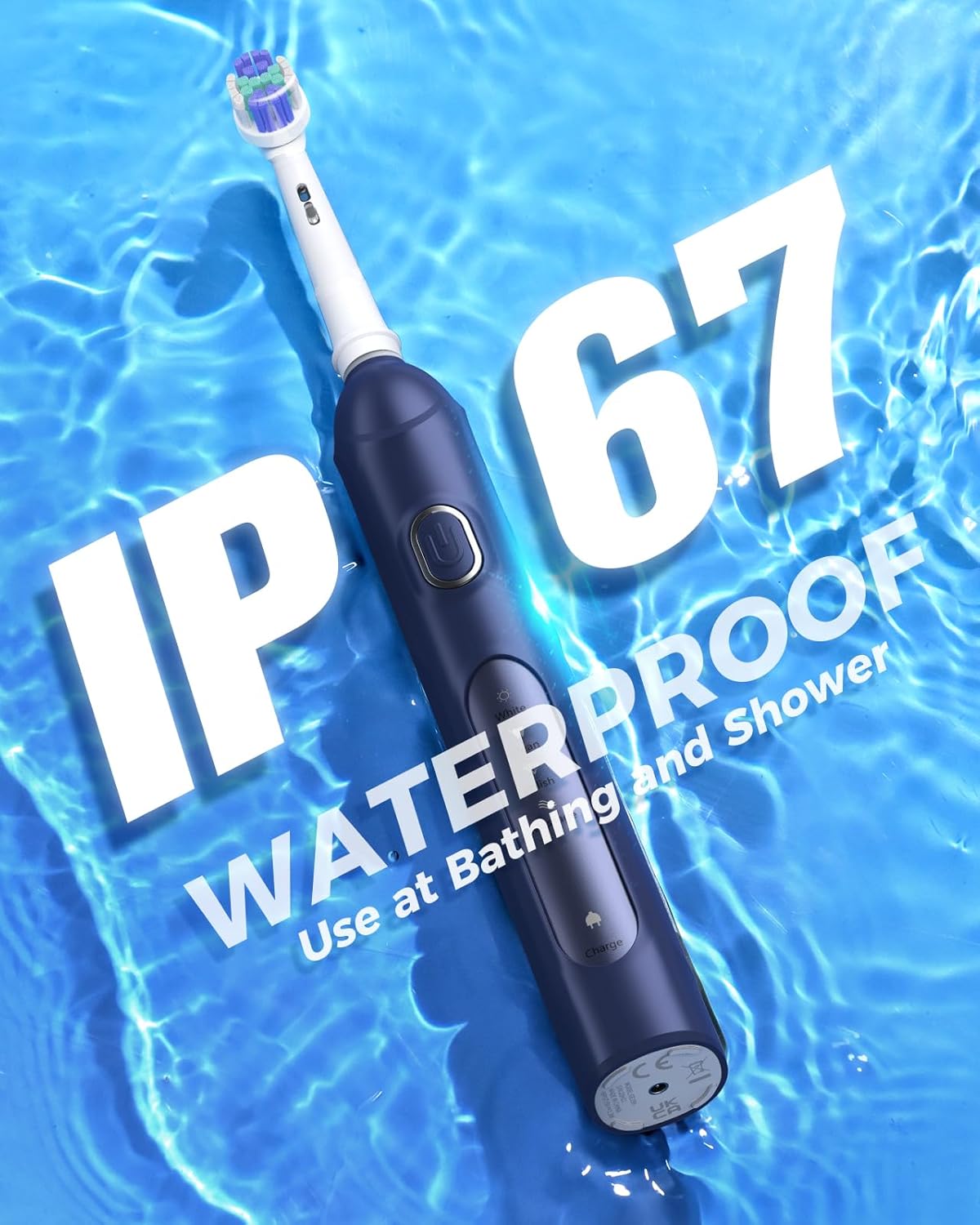 TEETHEORY Rotating Electric Toothbrush for Adults with 8 Brush Heads (2 Types), 4 Modes Deep Clean Electric Toothbrush with Rechargeable Power and 2 Min Smart Timer (4-Dark Blue, p1)