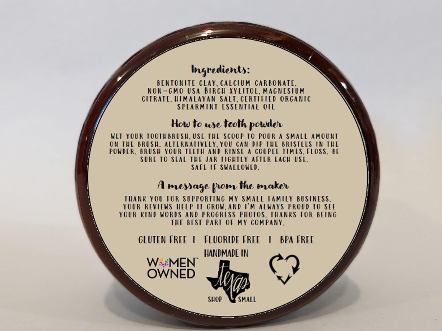 Simply Sooney Remineralizing Vegan Mineral Tooth Powder I Spearmint Formula I Natural Whitening I Stronger Teeth 1.5oz (1.5oz jar)