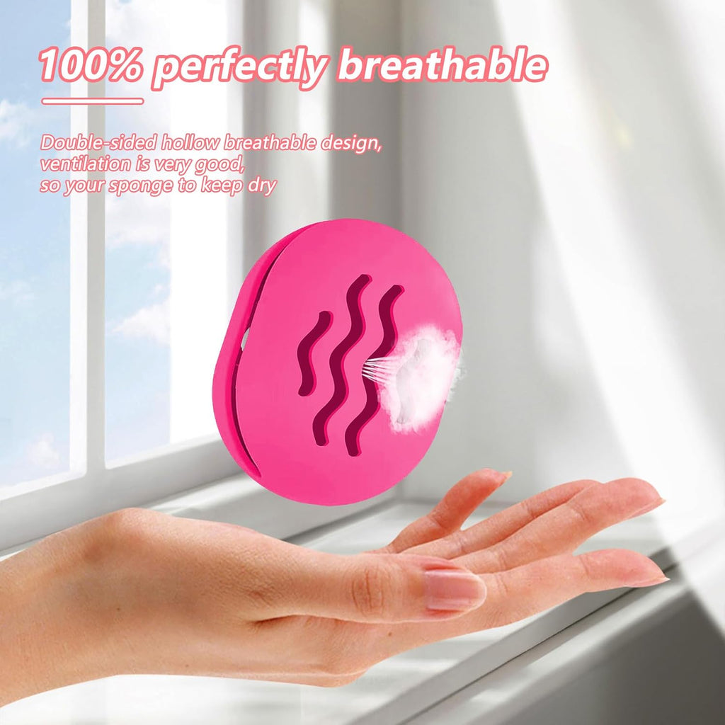 2-Pack Silicone Makeup Sponge Travel Case Makeup Sponge Holder Beauty Blender Case - Travel Storage Case for Beauty Blenders, Portable Organizer（Rose+Gery）