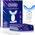 MySmile Non-Sensitive 10Pcs Teeth Whitening Strips Kit with Waterproof 28X LED Light 10-Min Fast Remove Coffee Wine Tobacco 20 Years of Stains Whitening Tooth Care Oral Safe for Enamel