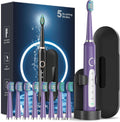 Rtauys M5 Sonic Electric Toothbrush for Adults and Kids - Rechargeable Electric Toothbrush Kids Ages 12+ and Adults with 8 Brush Heads & Travel Case, 120 Days Battery Life - Purple