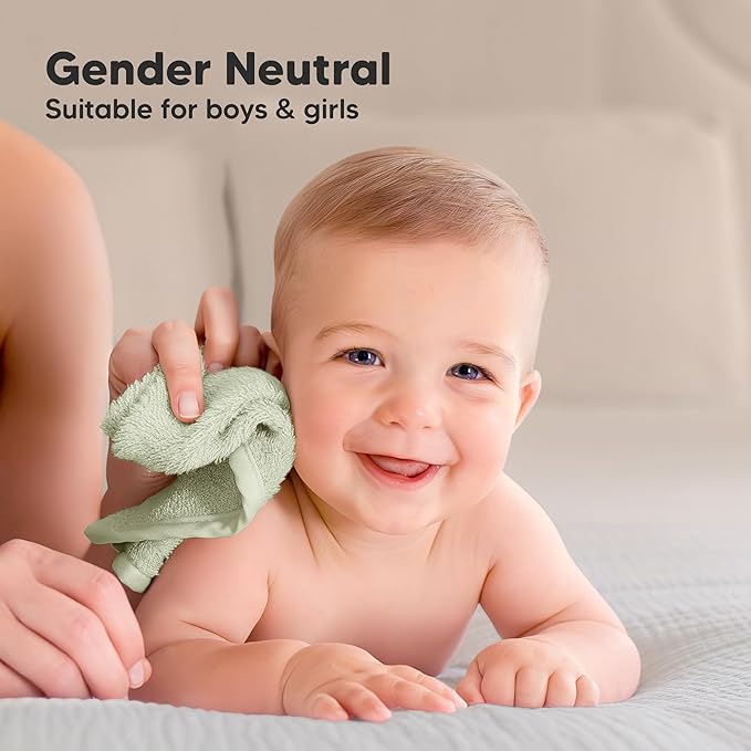 6-Pack Baby Washcloths - Soft Absorbent Viscose from Bamboo Wash Cloths for Babies, Kids, Toddlers, Infant, Newborn Bath Towels, Gentle on Sensitive Skin, 10x10 Reusable Face Towels (Verde)