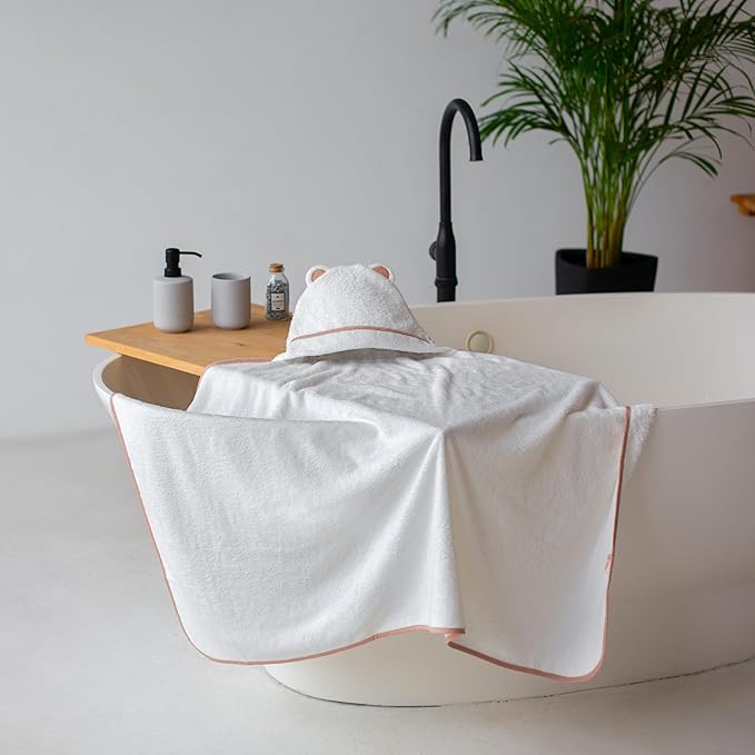 Premium Toddler Towels with Hood - Extra Soft Rayon from Bamboo Toddler Bath Towel (White)