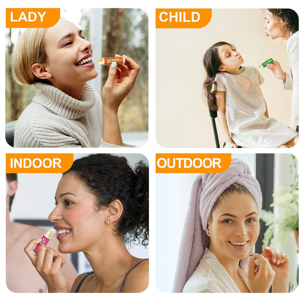 40 Pack Natural Lip Balm Bulk with Vitamin E and Coconut Oil - Moisturizing Dry Cracked Lips, Mini Chap Stick Gifts for Kids Women Men- 10 Flavors - Non-GMO