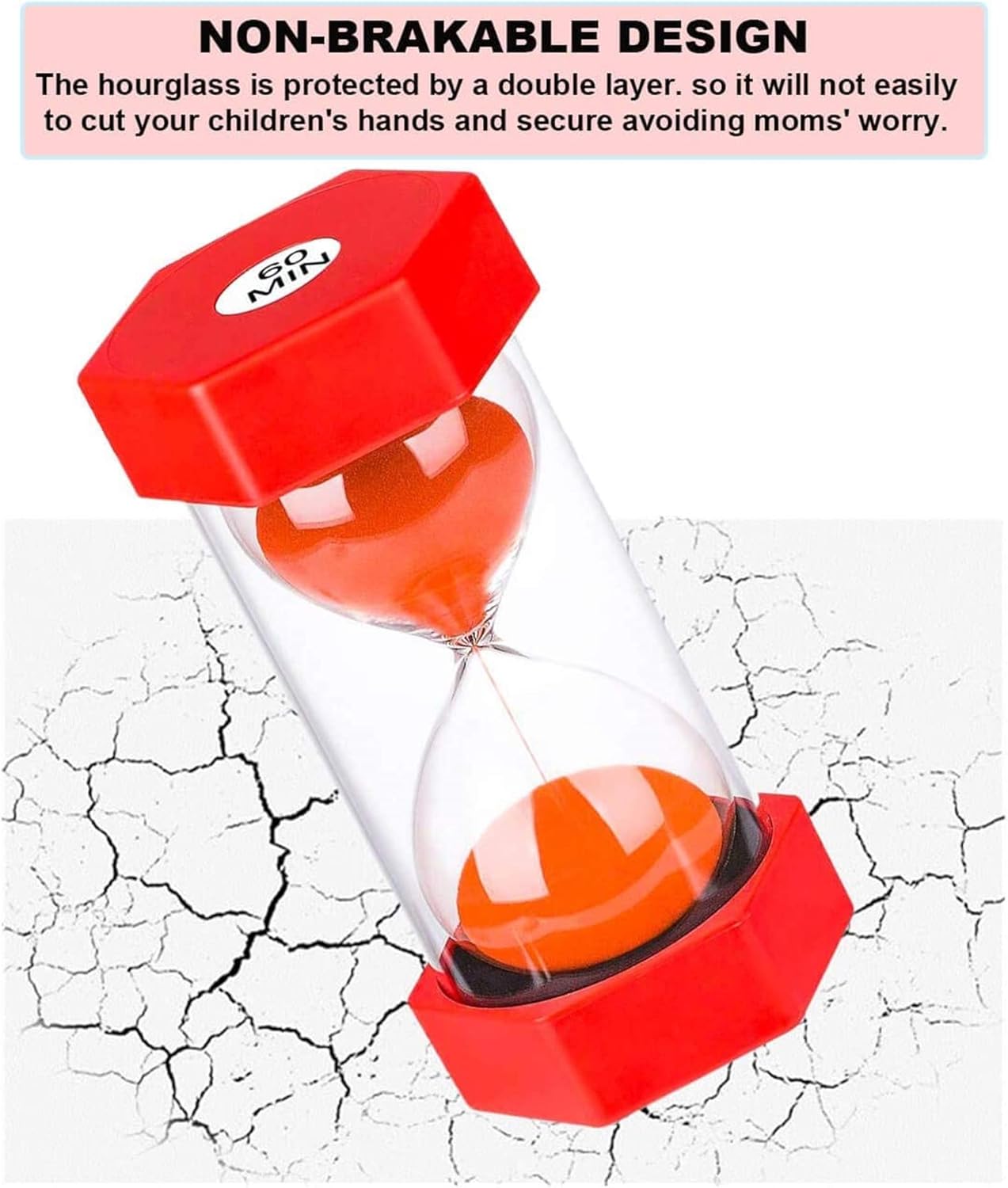 1 Minute Sand Timer SuLiao Hourglass, Red Sand Watch, Reloj de Arena 1 Minuto, Plastic Hour Glass Sandglass Timer for Kids, Classroom, Home, Decoration