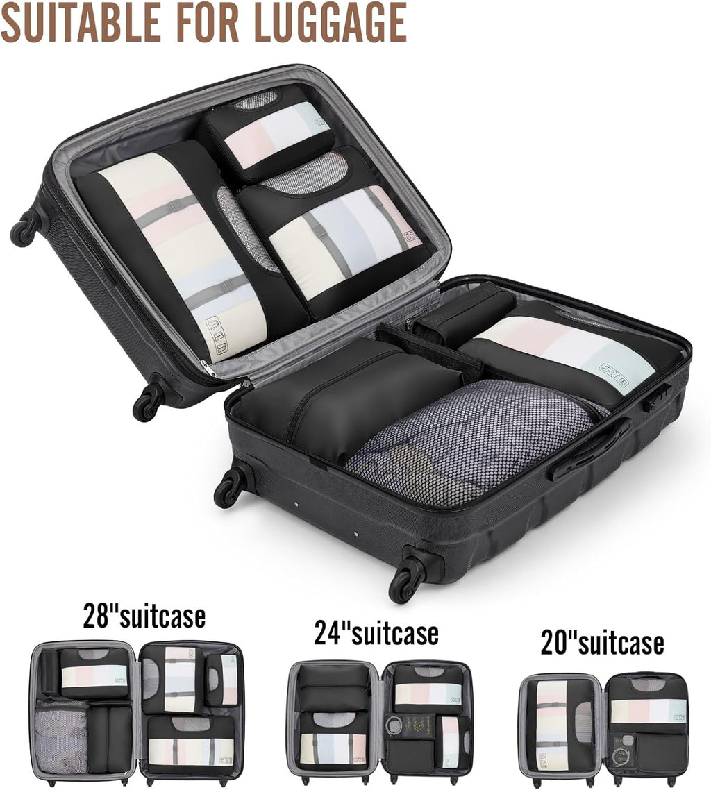 Veken 10 Set Packing Cubes for Travel Essential, Suitcase Organizer Bags in 4 Sizes, Carry-On Luggage Accessories with Large Laundry & Hanging Toiletry Bag, Must-Have for Airplane, Road Trip & Camping