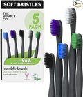 The Humble Co Plant-Based Soft Bristle Toothbrushes, 5 Pack - Manual Tooth Brush Set for Adults - Made with Plant Based Materials & BPA-Free Bristles - Dental Oral Care & Hygiene