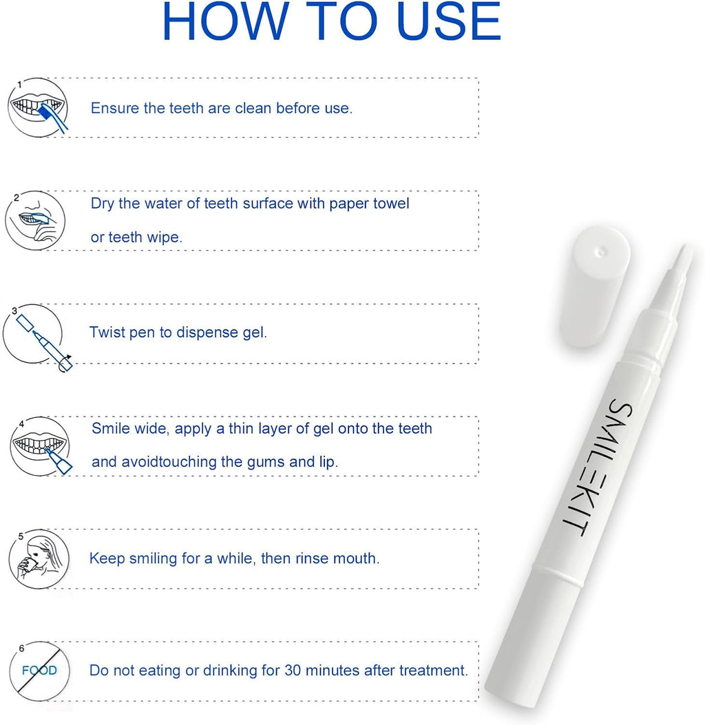 Portable Teeth Whitening Pen (2 Count) - Easily Removes Stains, Effective, Painless, Non-Irritating, and Travel-Friendly.